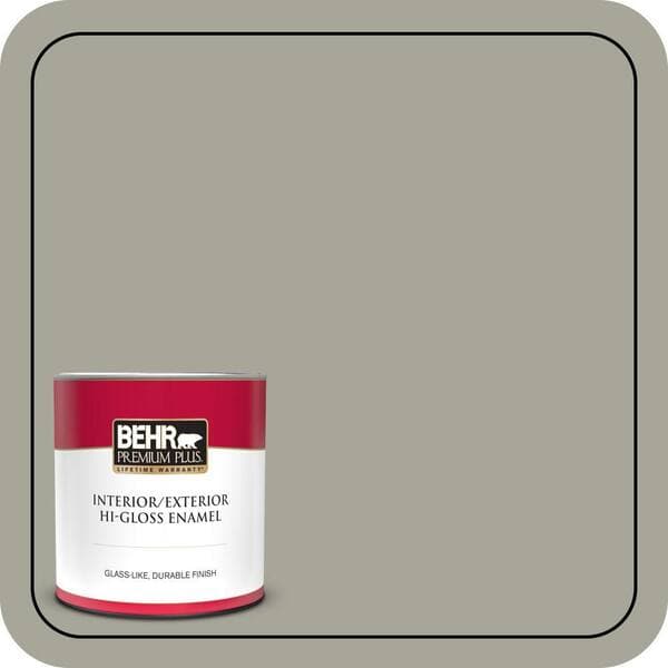 BEHR PREMIUM PLUS 1 qt. #N370-4A Historical Gray Hi-Gloss Enamel Interior/Exterior Paint & Primer (2)
