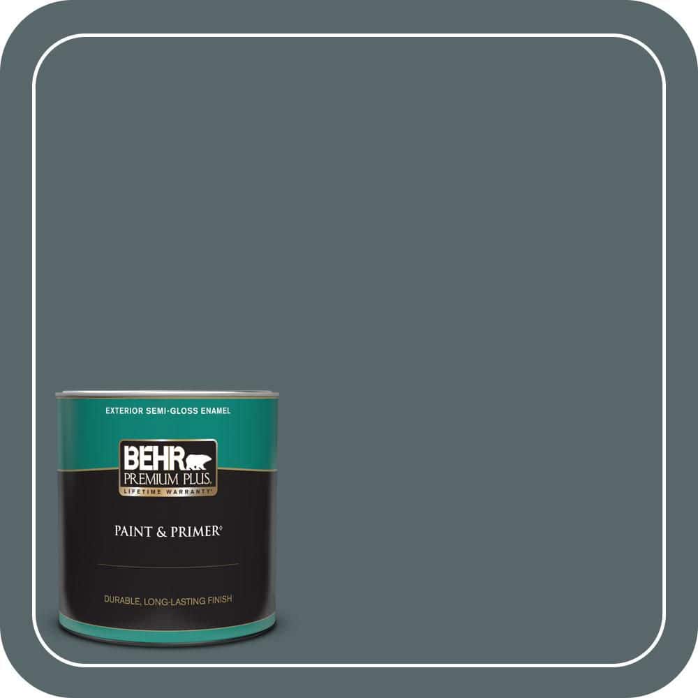 BEHR PREMIUM PLUS 1 qt. #N470-6 Whale Gray Semi-Gloss Enamel Exterior Paint & Primer