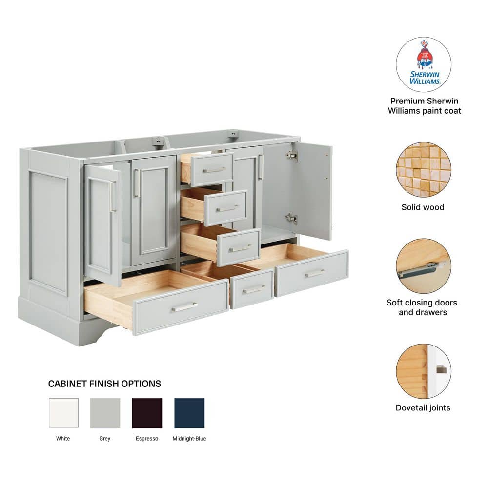 ARIEL Stafford 60.75 in. Freestanding Bathroom Vanity Cabinet without Top (Assembled) (3)