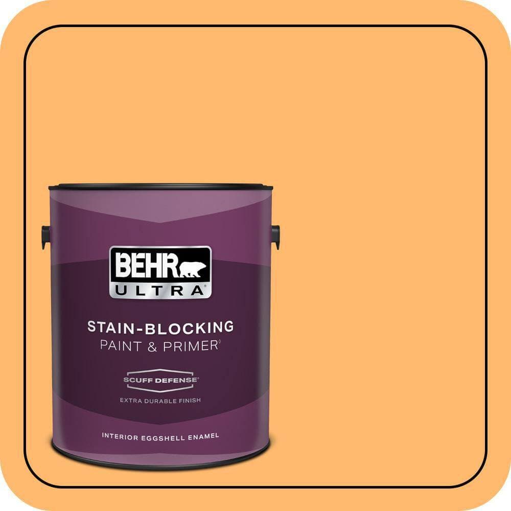 BEHR ULTRA 1 gal. #P240-5 Cheese Puff Extra Durable Eggshell Enamel Interior Paint & Primer
