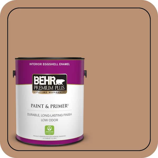 BEHR PREMIUM PLUS 1 gal. #S230-5 Sugar Maple Eggshell Enamel Low Odor Interior Paint & Primer (2)