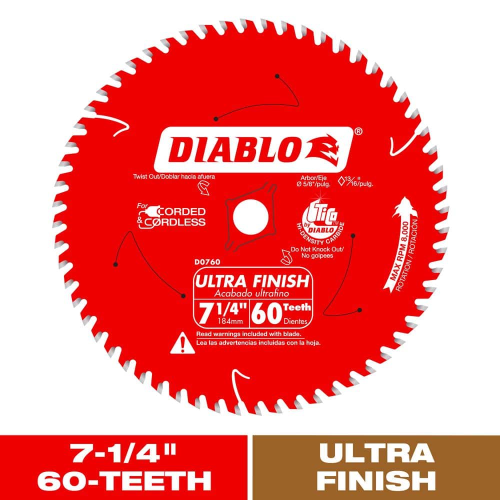 DIABLO 7-1/4in. x 60-Tooth Ultra Finish Circular Saw Blade for Wood (1)