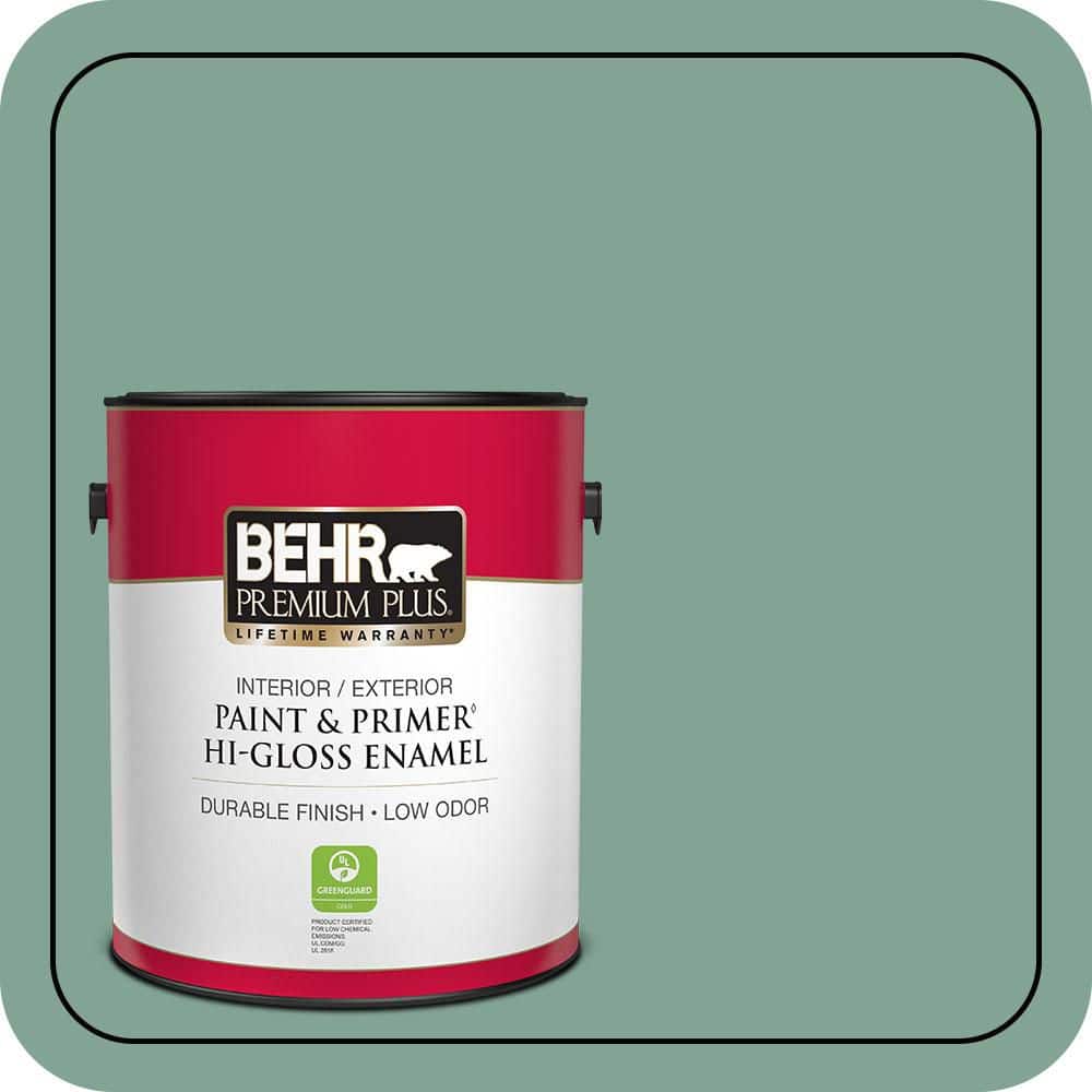 BEHR PREMIUM PLUS 1 gal. #470F-4 Aspen Aura Hi-Gloss Enamel Interior/Exterior Paint & Primer