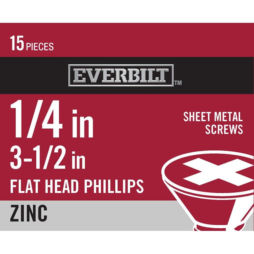 Everbilt #14 x 3-1/2 in. Phillips Flat Head Zinc Plated Sheet Metal Screw (15-Pack) (1)