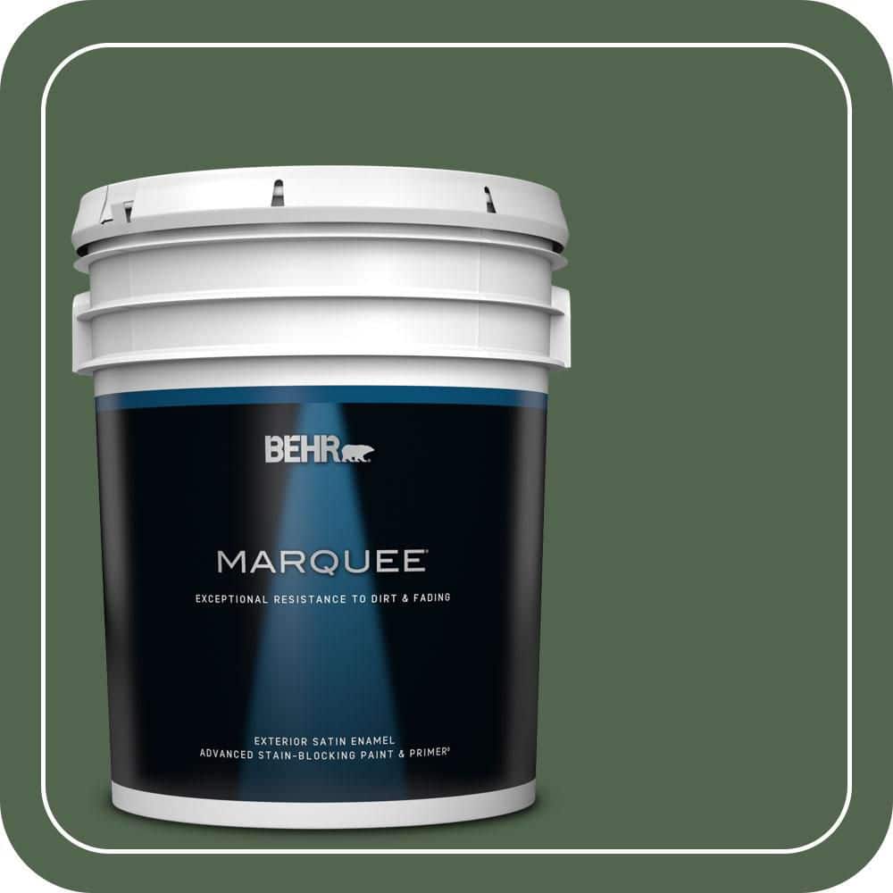 BEHR MARQUEE 5 gal. #S410-7 Equestrian Green Satin Enamel Exterior Paint & Primer (1)