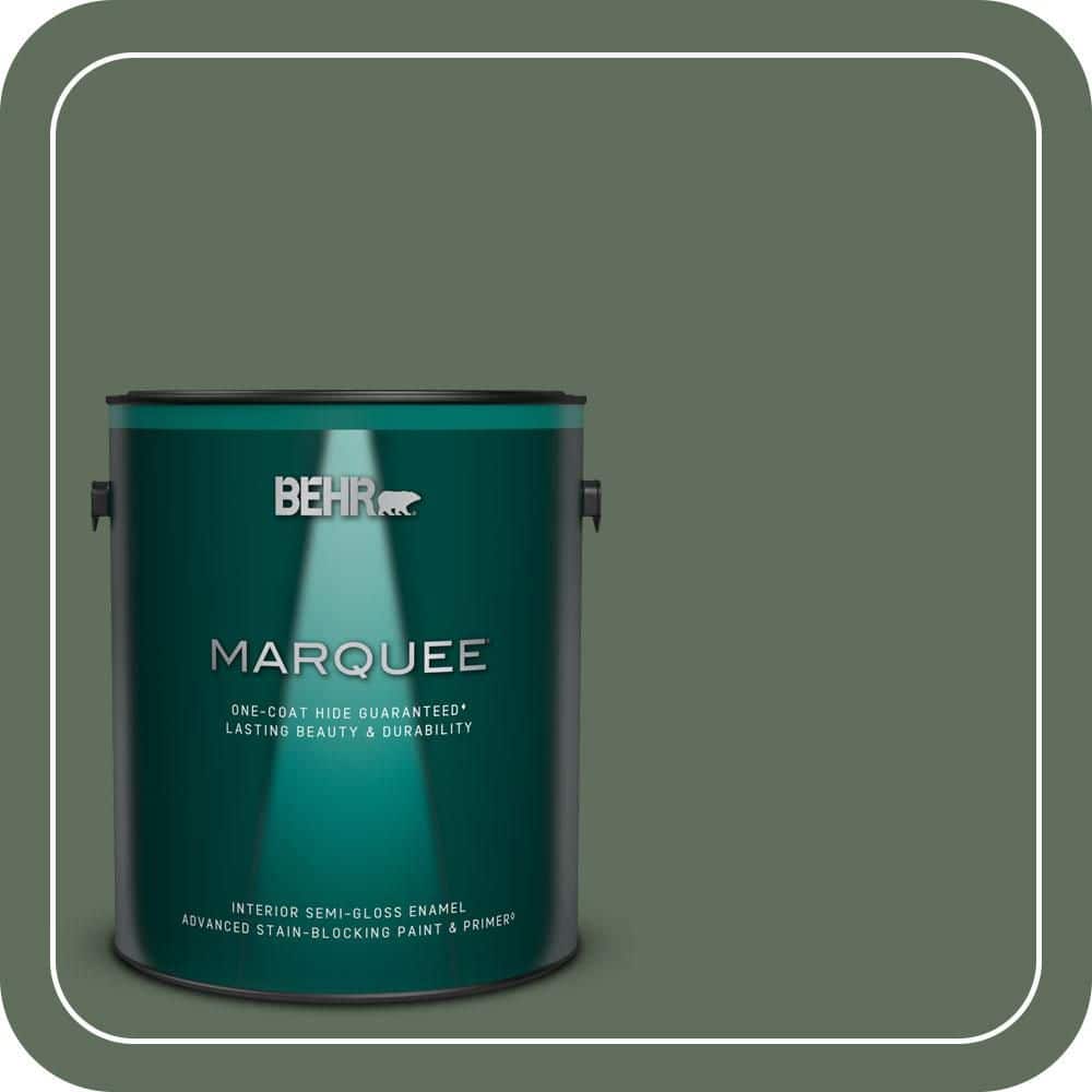 BEHR MARQUEE 1 gal. #450F-6 Whispering Pine Semi-Gloss Enamel Interior Paint & Primer