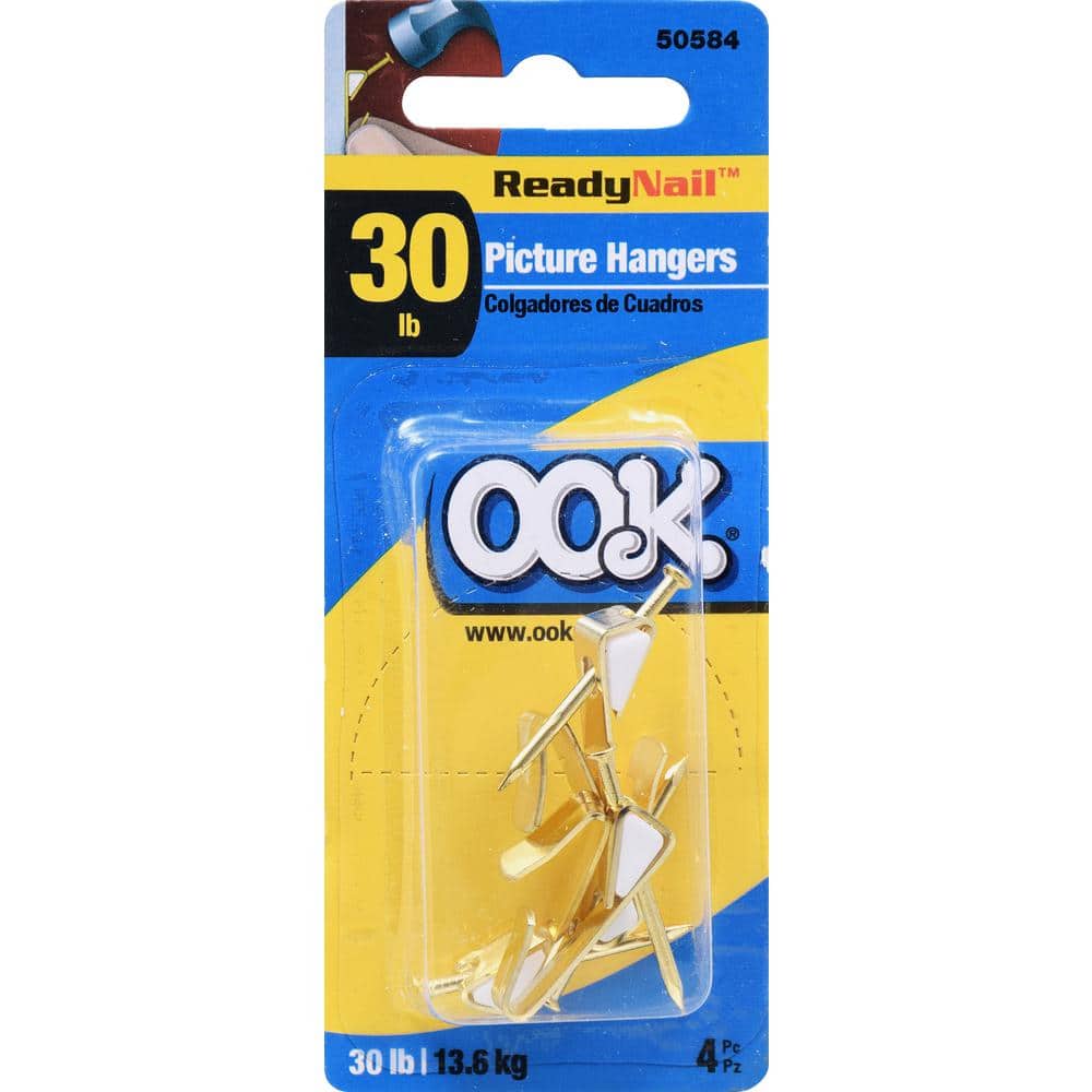 30lb. ReadyNail Brass-Plated Steel Picture/Mirror Hanging Hooks (4-Pack) (3)