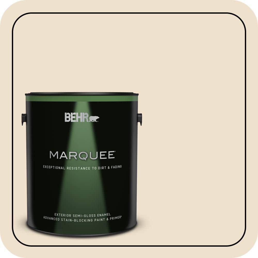 BEHR MARQUEE 1 gal. #QE-17 Ivory Stone Semi-Gloss Enamel Exterior Paint & Primer