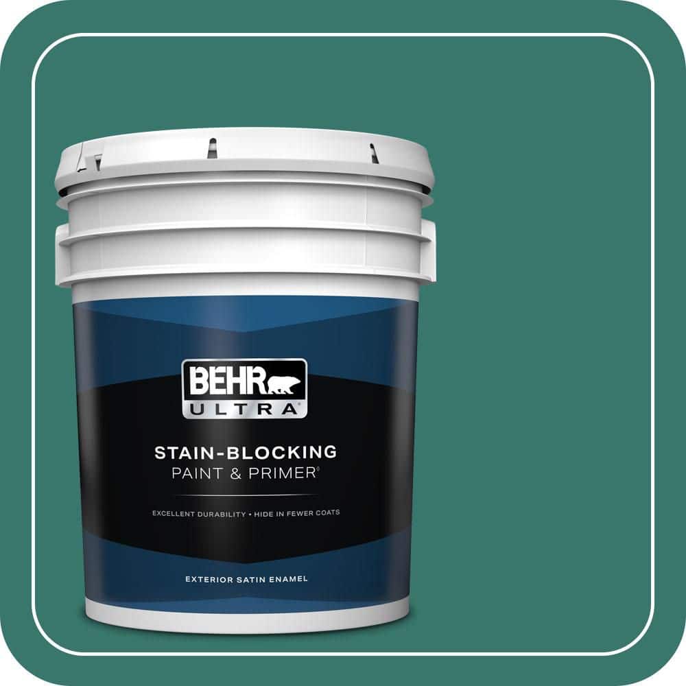 BEHR ULTRA 5 gal. #490D-7 Greensleeves Satin Enamel Exterior Paint & Primer