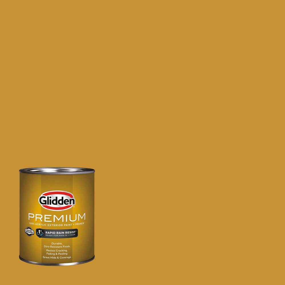 Glidden Premium 1 qt. PPG1209-7 Mecca Gold Flat Exterior Latex Paint (1)