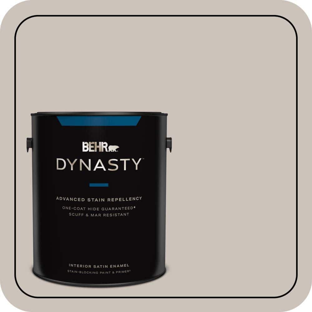 BEHR DYNASTY 1 gal. #N200-2 Doeskin Gray Satin Enamel Stain-Blocking Interior Paint and Primer