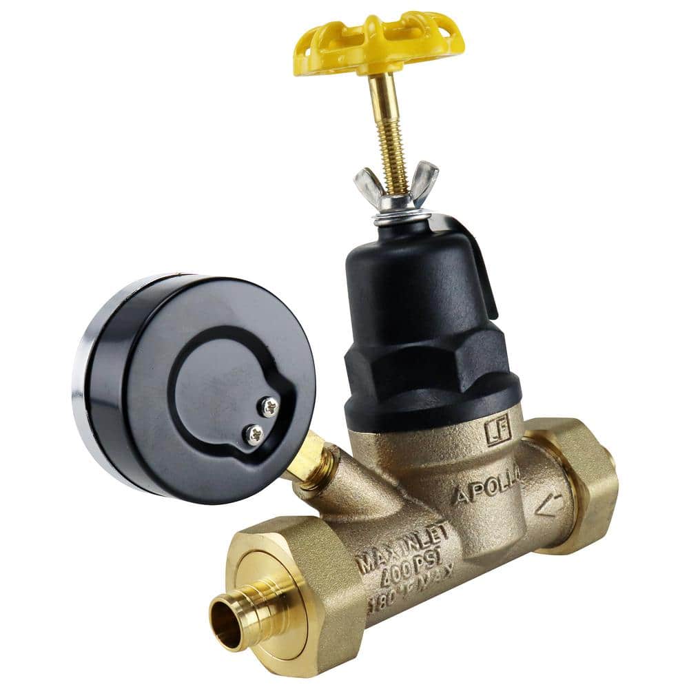 Apollo 3/4 in. Bronze Double Union PEX-B Water Pressure Regulator with Gauge (3)
