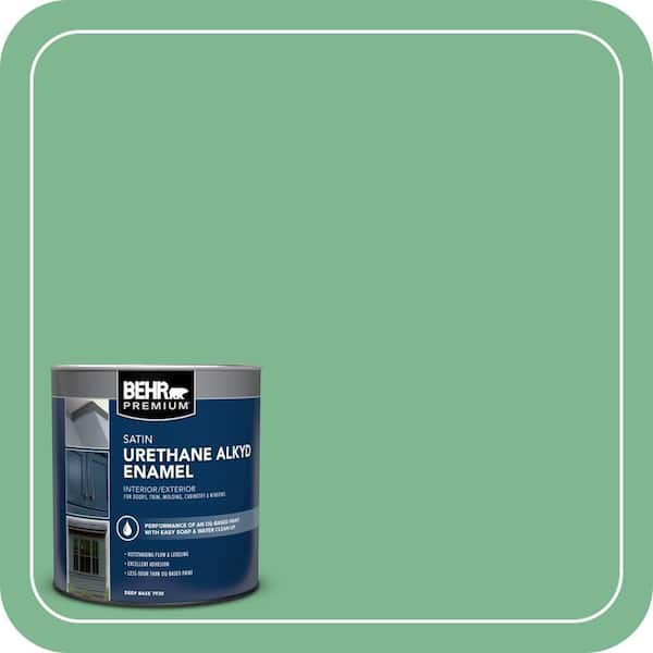 BEHR PREMIUM 1 qt. #BIC-40 Veiled Chameleon Satin Enamel Urethane Alkyd Interior/Exterior Paint (2)