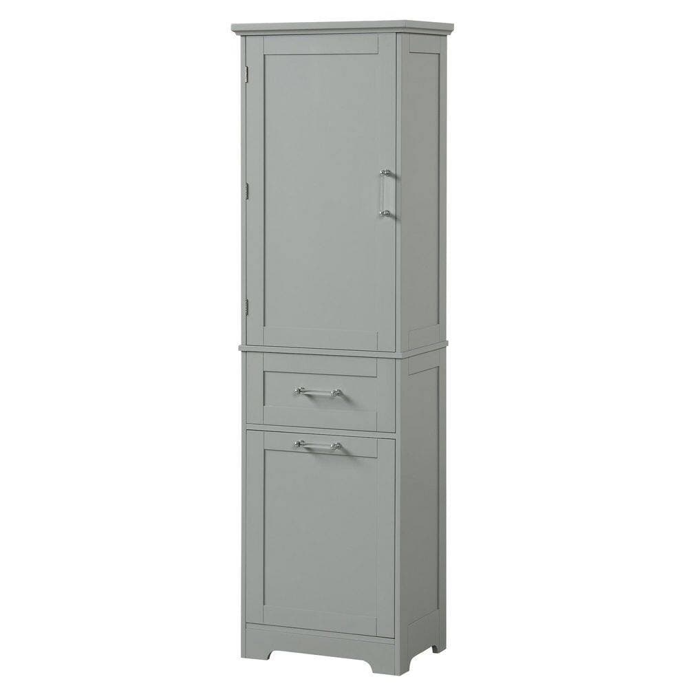 Coporesell 20 in. W 14 in. D 68 in. H MDF Linen Cabinet w/2-Different Size Drawers and Adjustable Shelf (2)