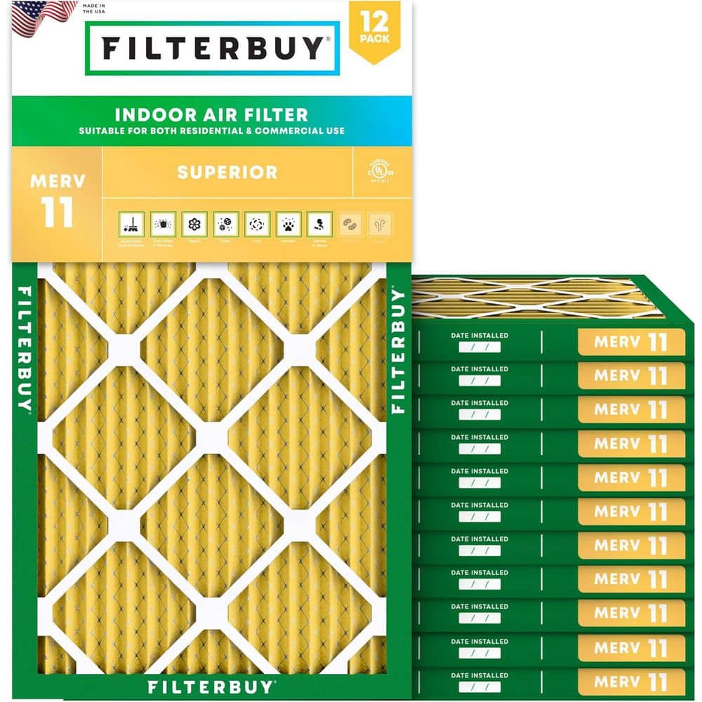 Filterbuy 10 in. x 18 in. x 1 in. MERV 11 (FPR 7) Allergen Defense Pleated HVAC AC Furnace Air Filters Replacement (12-Pack) (1)