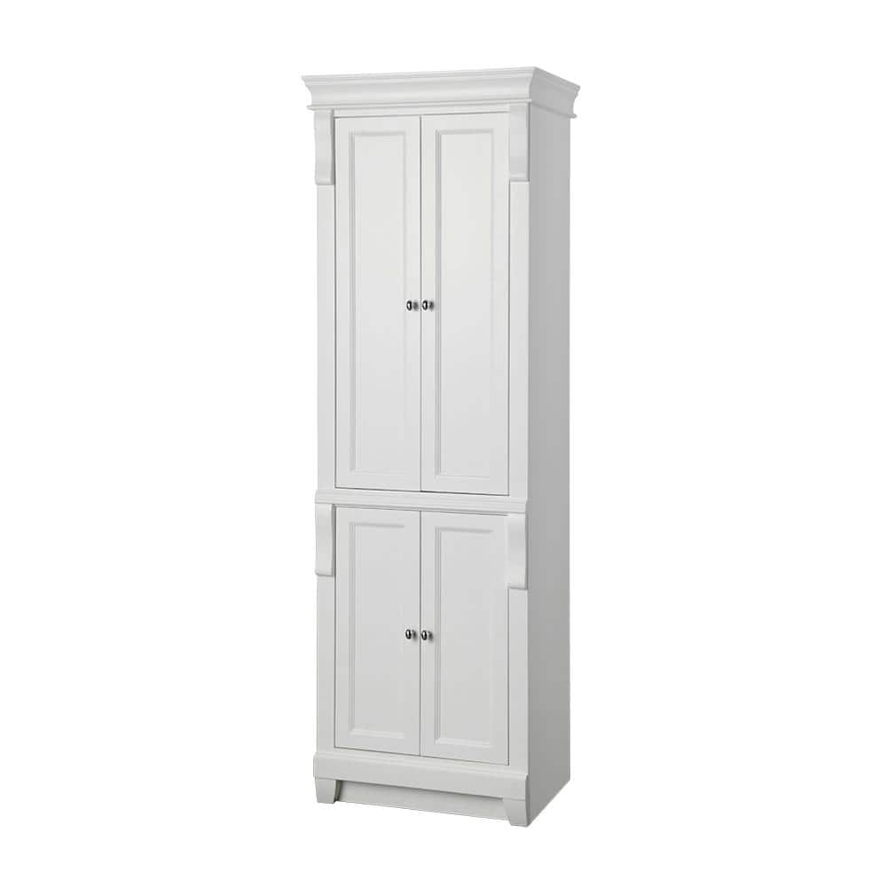 Home Decorators Collection Naples 24 in. W x 17 in. D x 74 in. H White Freestanding Linen Cabinet (2)