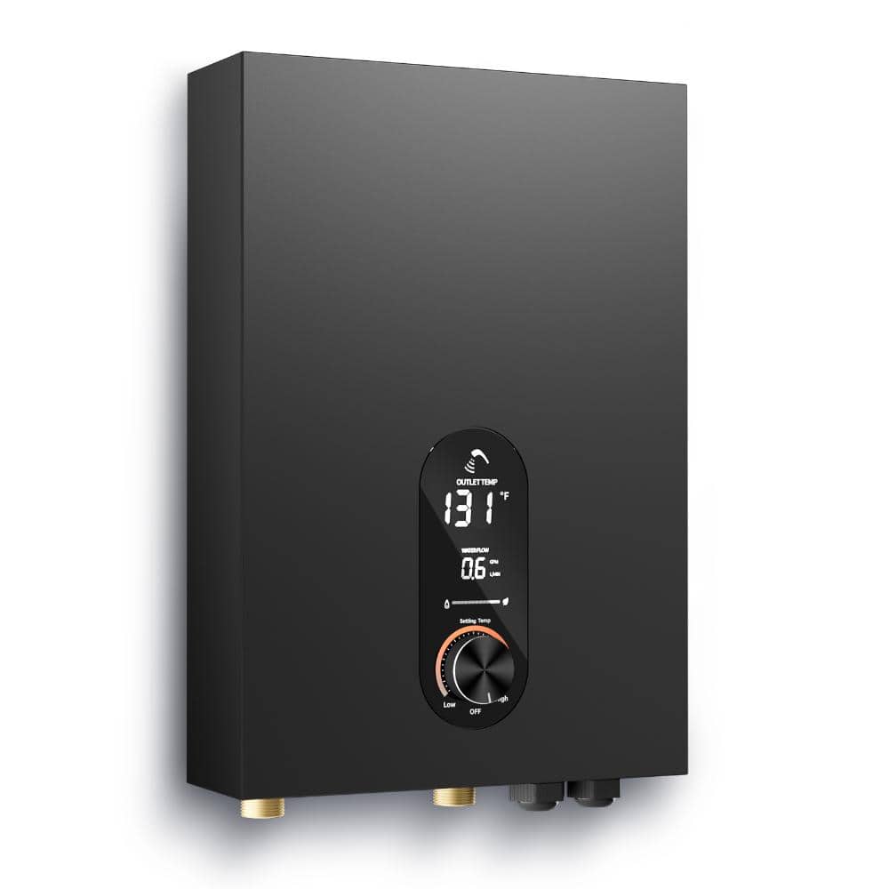FUFU&GAGA 24KW Tankless Electric Water Heater, 240V Instant Hot Water Heater in Gunmetal Gray with LED Display, Safety Protection (2)