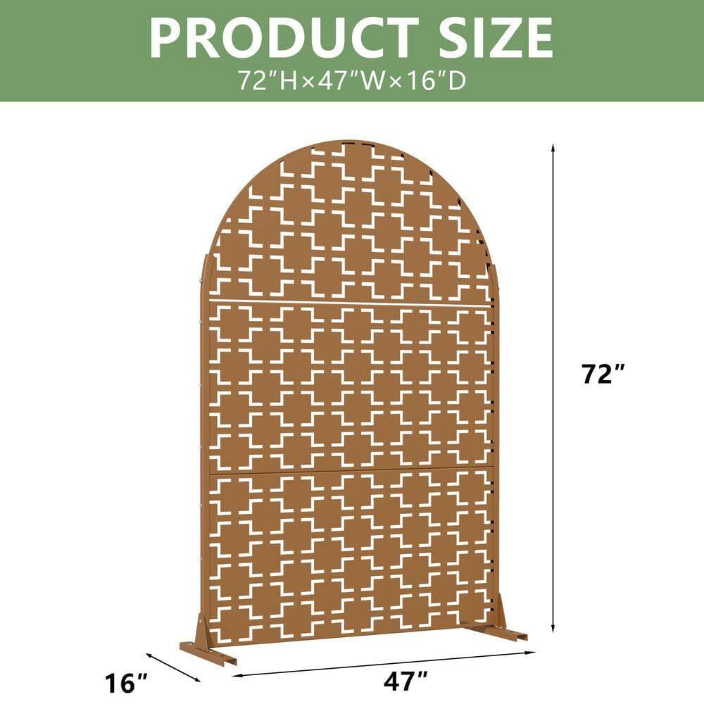 Dovelina 16 in. L x 72 in. H x 47 in. W Brown Arched Galvanized Metal Wall Sculptures Outdoor Privacy Screens Garden Fence (3)