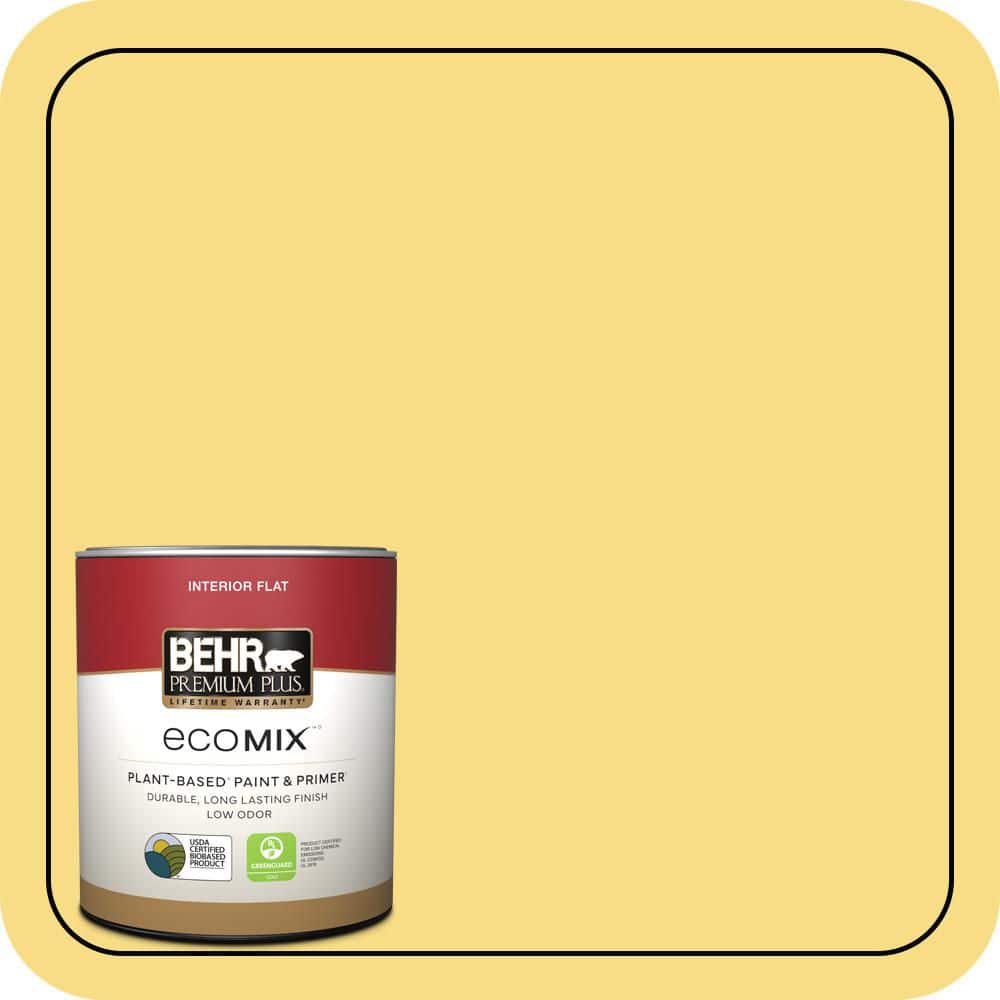 BEHR PREMIUM PLUS 1 qt. #390B-5 Bee Pollen Flat EcoMix Plant-Based Interior Paint & Primer (1)
