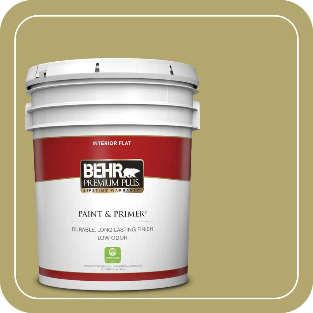 BEHR PREMIUM PLUS 5 gal. #PPU9-05 Natchez Moss Flat Low Odor Interior Paint & Primer
