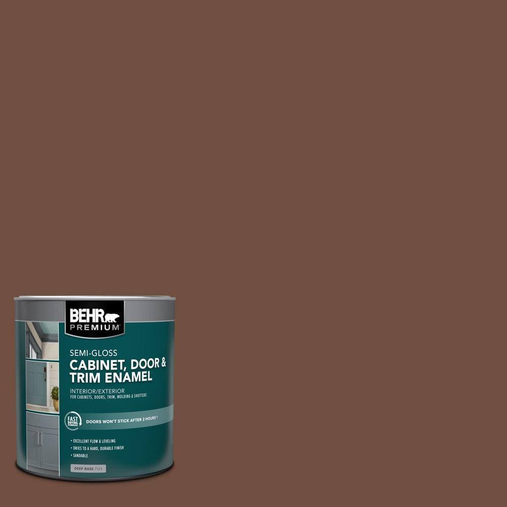 BEHR PREMIUM 1 qt. #N160-7 Brown Velvet Semi-Gloss Enamel Interior/Exterior Cabinet, Door & Trim Paint (1)