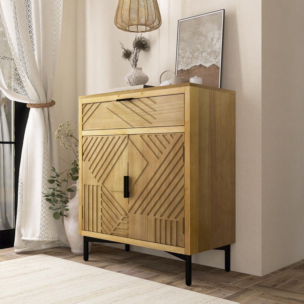 Boosicavelly 32 in. W x 14 in. D x 32 in. H Natural Brown Linen Cabinet (2)