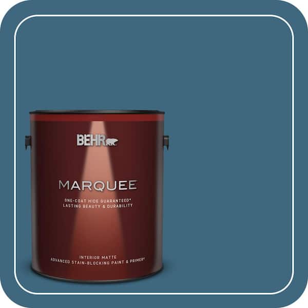BEHR MARQUEE 1 gal. #MQ5-61 Ocean Storm One-Coat Hide Matte Interior Paint & Primer (2)