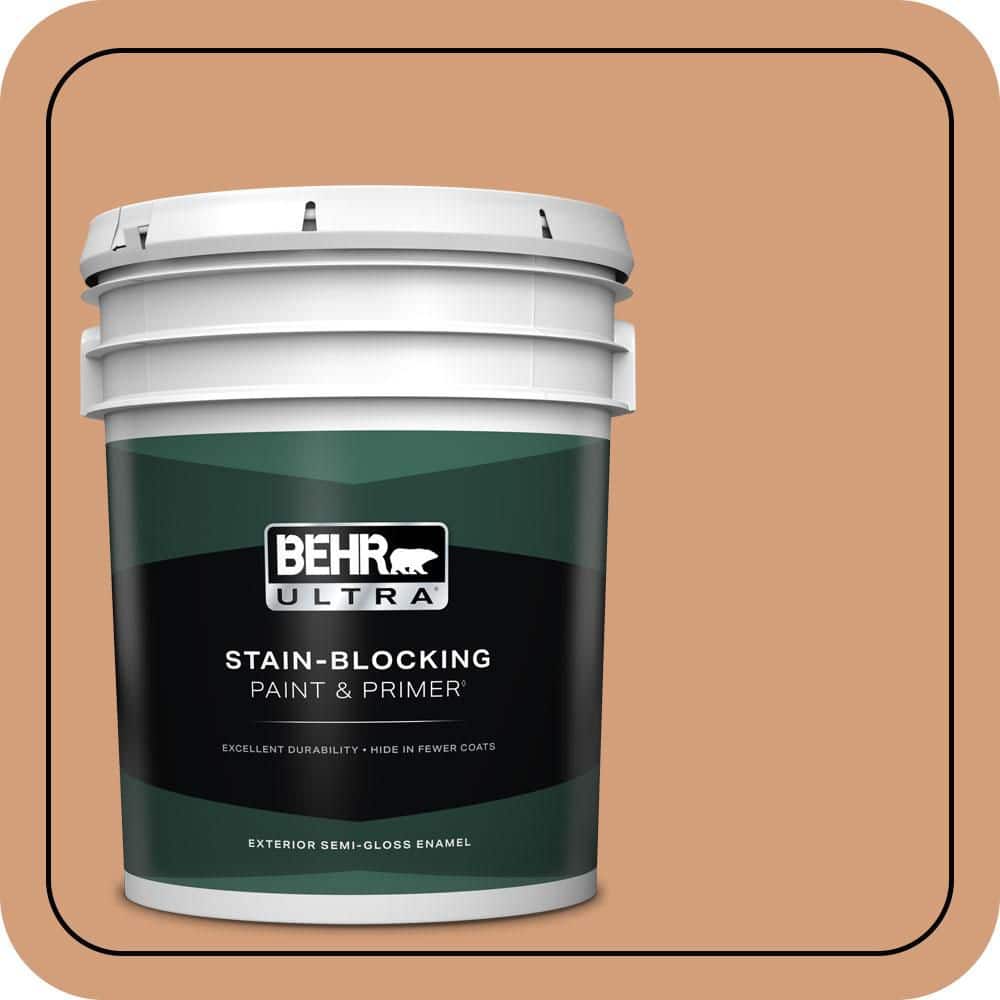 BEHR ULTRA 5 gal. #T12-4 Darlin Clementine Semi-Gloss Enamel Exterior Paint & Primer