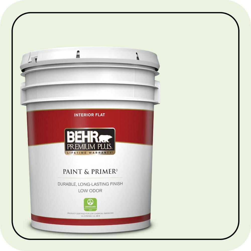 BEHR PREMIUM PLUS 5 gal. #P380-1 Magic Mint Flat Low Odor Interior Paint & Primer