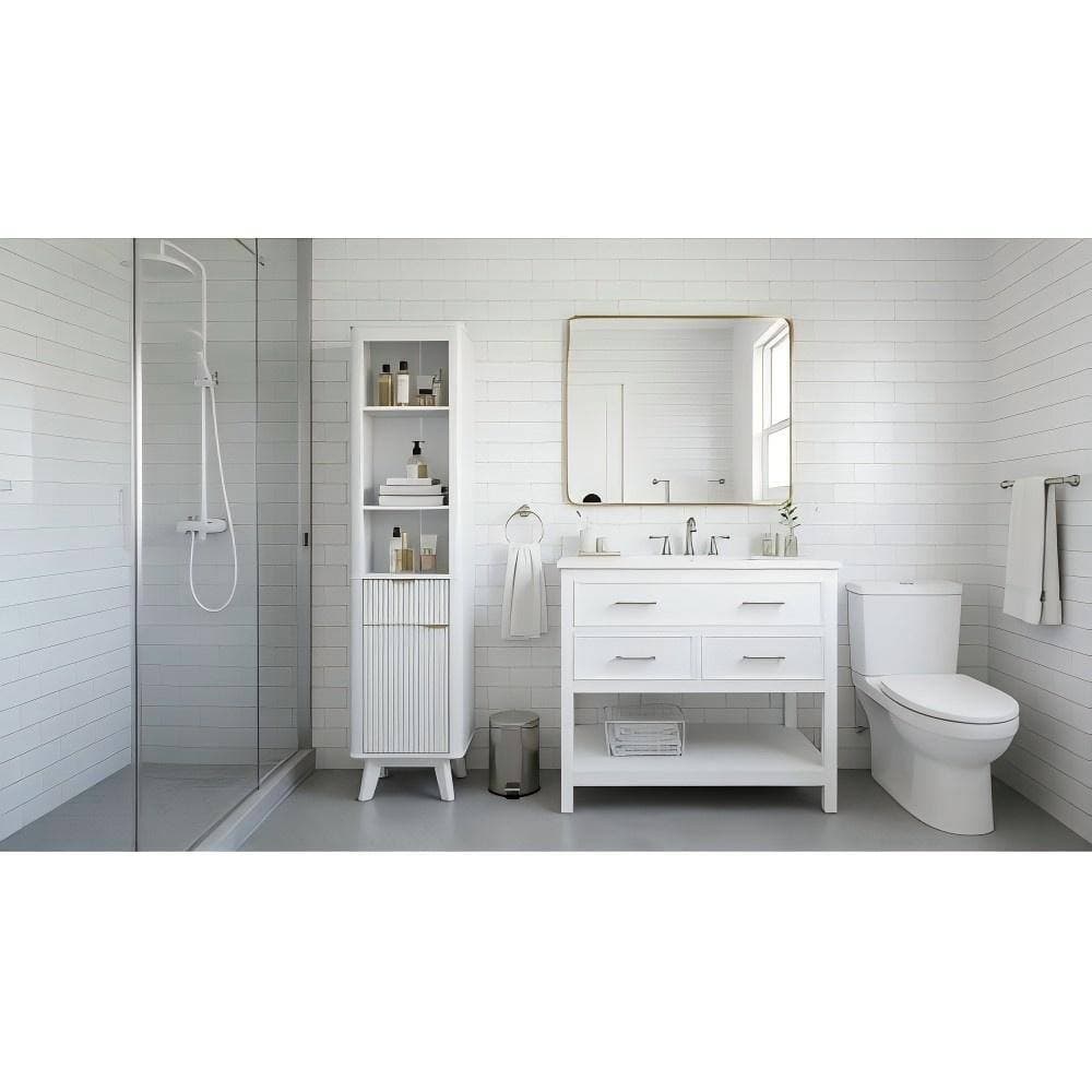 EPDXLXM 16 in. W x 12 in. D x 68 in. H White Linen Cabinet, Tall Bathroom Storage Cabinet with Drawers and Adjustable Shelf (2)