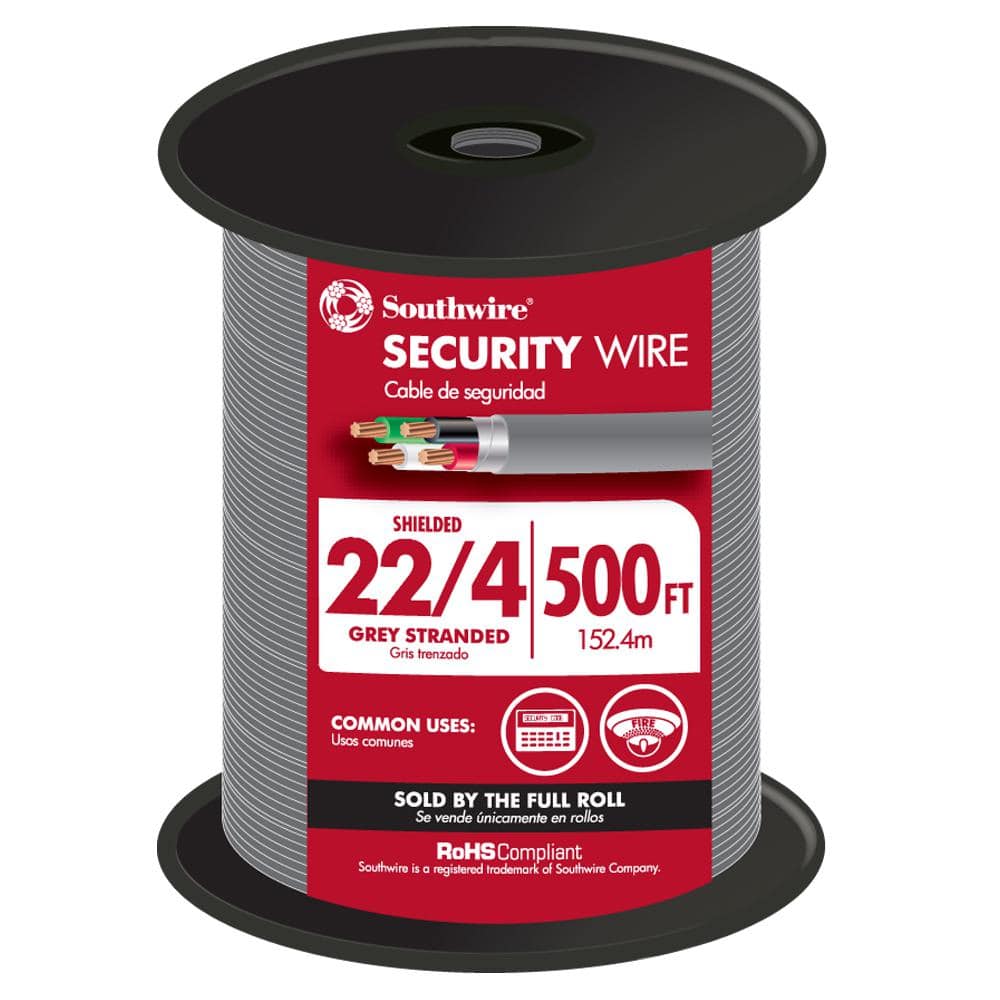 Southwire 500 ft. 22/4 Gray Stranded CU CL3R Shielded Security Cable