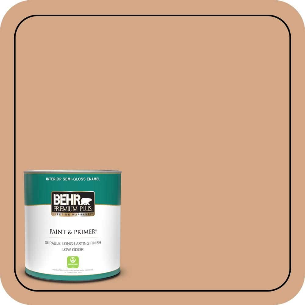 BEHR PREMIUM PLUS 1 qt. #PPU3-11 Autumn Air Semi-Gloss Enamel Low Odor Interior Paint & Primer