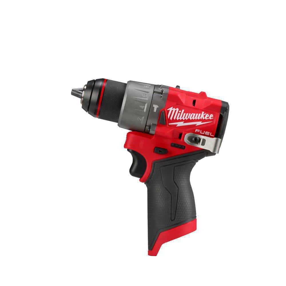 Milwaukee M12 FUEL 12-Volt Li-Ion Brushless Cordless 1/2 in. Hammer Drill Kit w CP 2.0Ah Battery, Charger & Drill Bit Set (50-Pc)