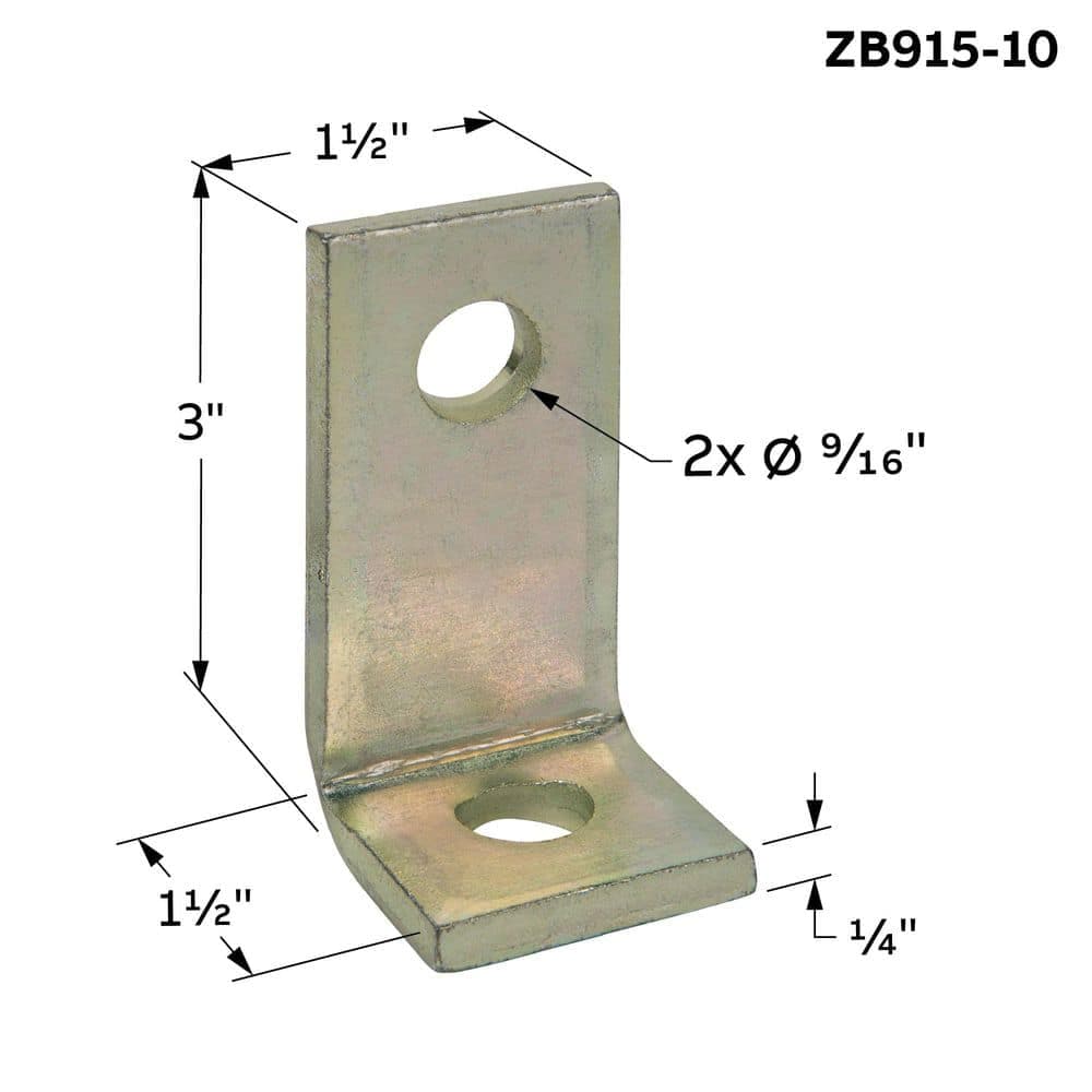 Kindorf 2-Hole 90° Angle Bracket Galv-Krom (Strut Fitting) (ZB915-10) (3)