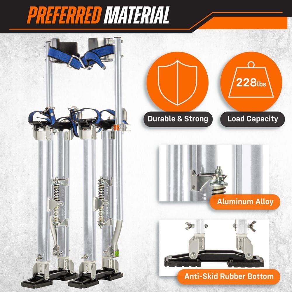 Unbranded 24 in. to 40 in. Adjustable Height Silver Drywall Stilts (2)