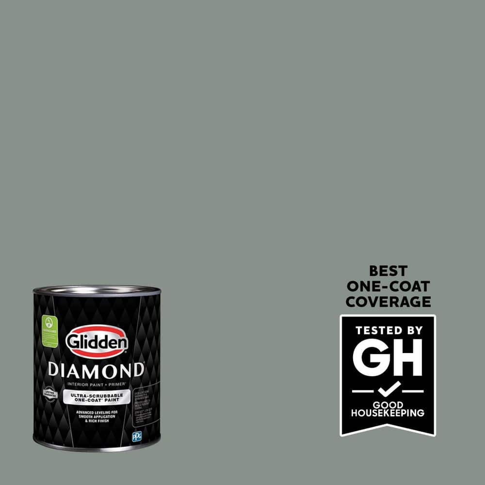 Glidden Diamond 1 qt. PPG1033-5 Gray Heron Flat Interior Paint with Primer