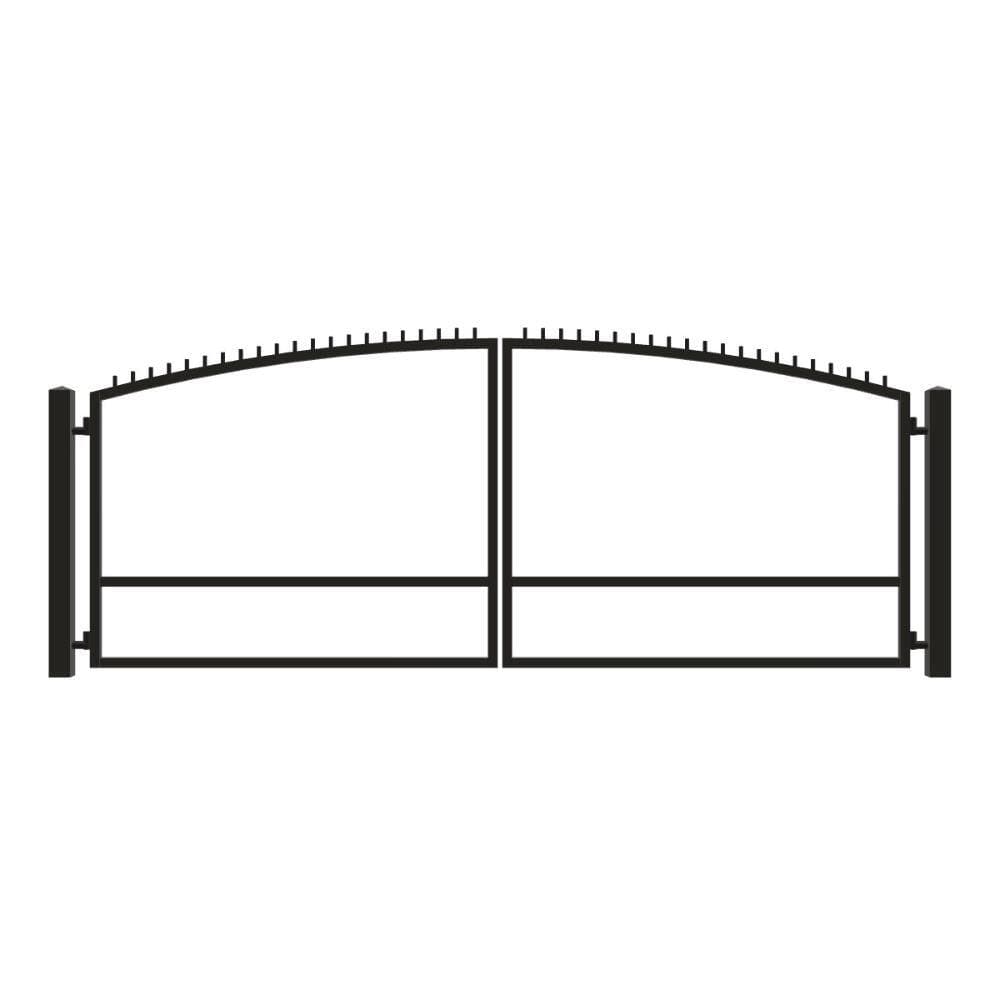 Unbranded Driveway Gate — Swing, Center, Arch + Finials, Black — 190"W x 72"H (1)