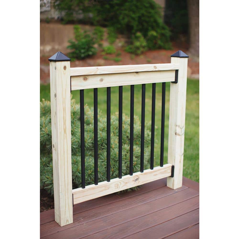 Precision 26 in. x .75 in. Black Pearl Matte Galvanized Steel Square Baluster (10-Pack) (2)