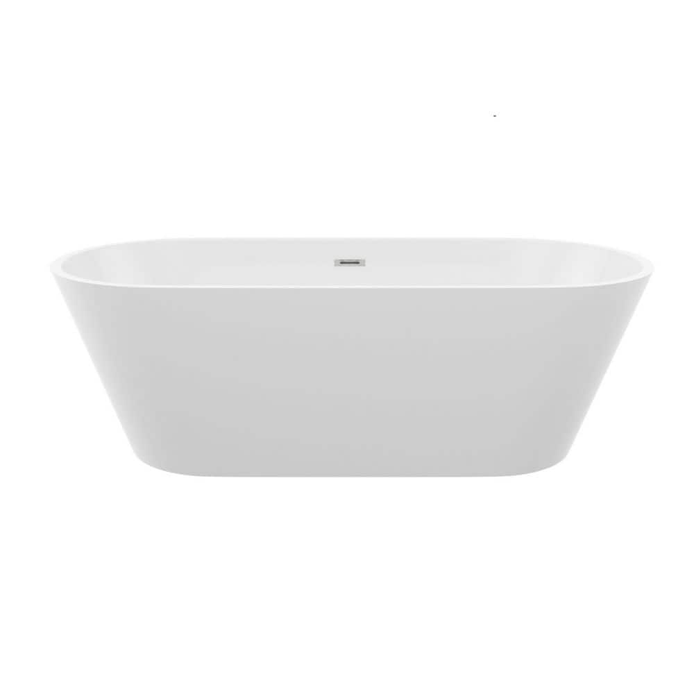 LIVACA 67 in. x 31.5 in. Acrylic Freestanding Soaking Bathtub with Center Drain in Glossy White Durable Construction (1)
