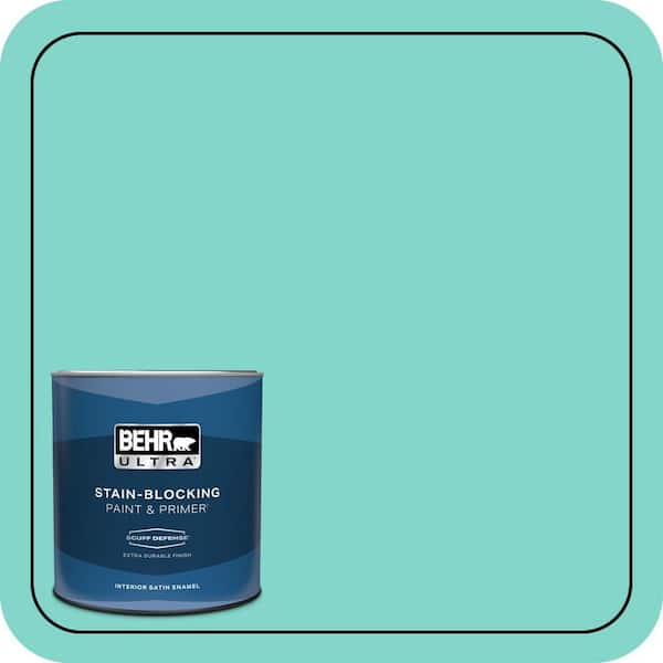 BEHR PREMIUM PLUS 1 gal. Home Decorators Collection #HDC-MD-09 Island Oasis Semi-Gloss Enamel Low Odor Interior Paint & Primer (2)