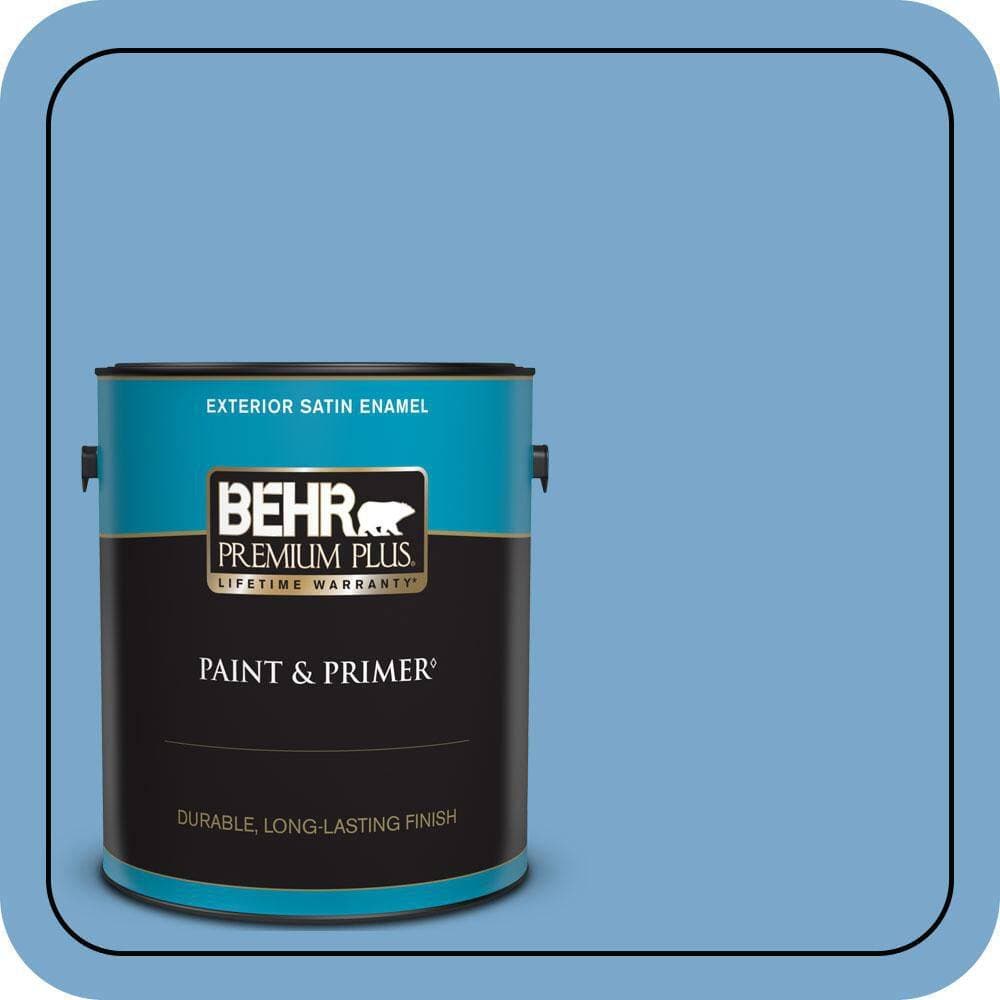 BEHR PREMIUM PLUS 1 gal. #M520-4 Mirror Lake Satin Enamel Exterior Paint & Primer (1)