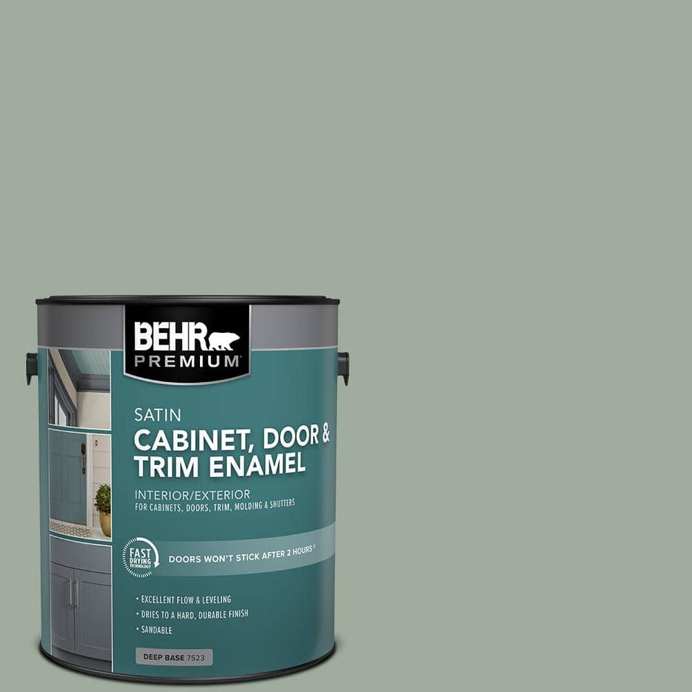 BEHR PREMIUM 1 gal. #PPU11-15 Green Balsam Satin Enamel Interior/Exterior Cabinet, Door & Trim Paint (1)