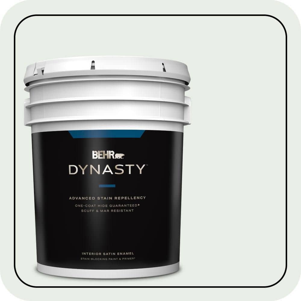 BEHR DYNASTY 5 gal. #700E-1 Dew Drop Satin Enamel Interior Stain-Blocking Paint and Primer