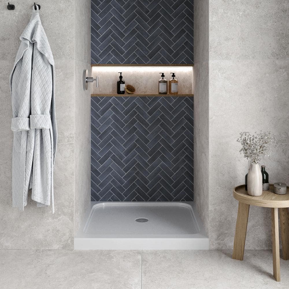 Streamline GB-537-152 36 in. L x 36 in. Alcove Acrylic Shower Pan Base in Glossy White with Center Drain, ABS Drain Included (2)