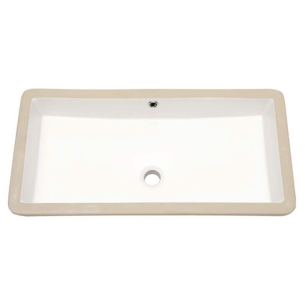 YSQCAR 28 in. Undermount Rectangular Bathroom Sink without Overflow Drain in White Ceramic, with Overflow (1)
