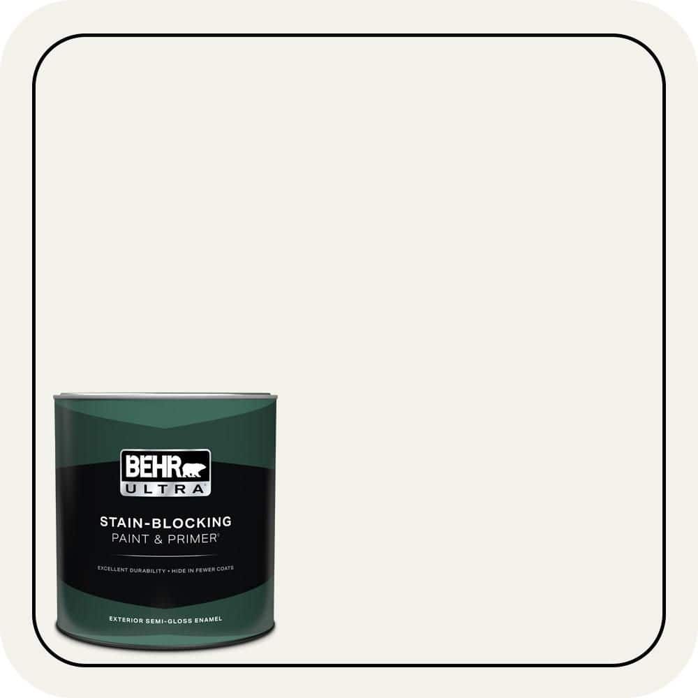 BEHR ULTRA 1 qt. #W-F-600 Snow Fall Semi-Gloss Enamel Exterior Paint & Primer