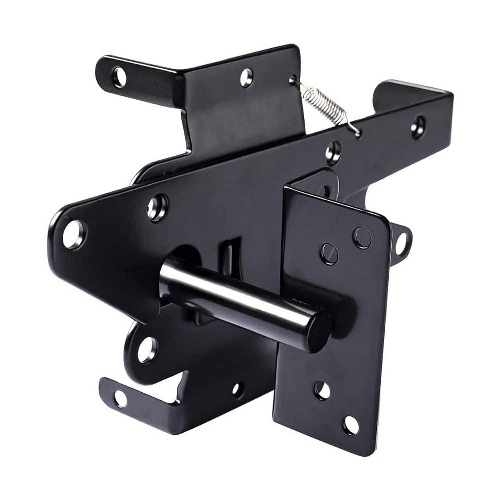 Unbranded Automatic Self-Closing Steel Gate Latch Powder-Coated Black for Wooden Vinyl Fence Pool Garden Outdoor W/Mounting Screws (2)