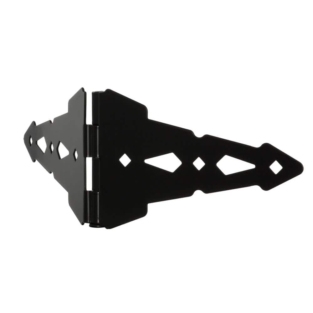 Everbilt (2-Pack) 8 in. Black Heavy-Duty Decorative Strap Hinges (4)