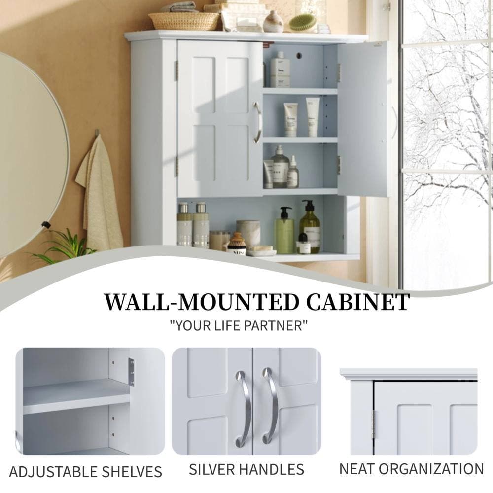 TCYO 24 in. W x 8 in. D x 23 in. H Bathroom Storage Wall Cabinet in White (2)