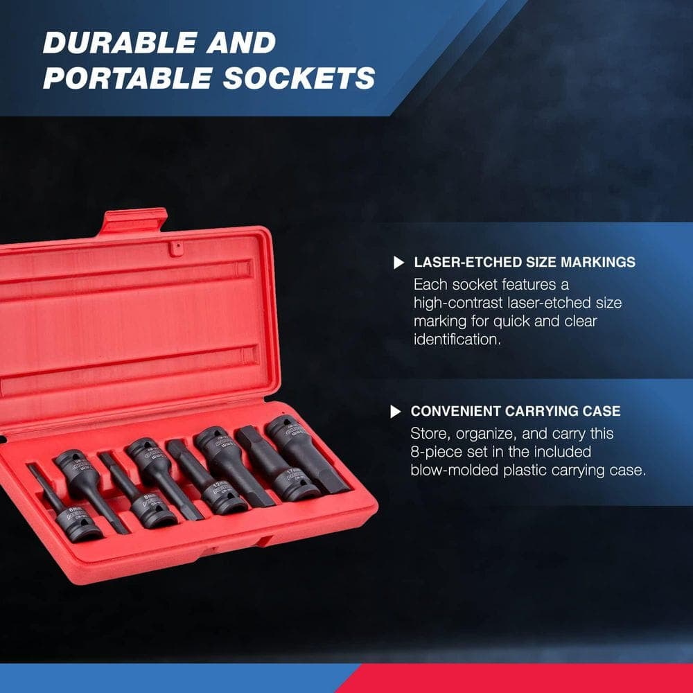 NEIKO 1/2 in. Drive Metric Impact Allen-Bit Socket Set (8-Piece) (3)